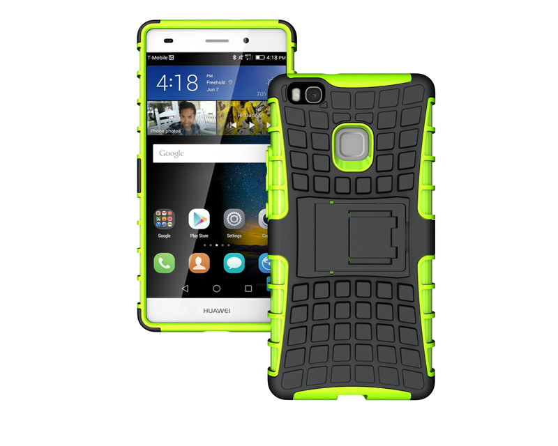 เคส Huawei P9 Lite #เคสฝาหลัง Hybrid กันกระทกกันลื่น Shell TPU+PC พร้อมขาตั้งในตัว