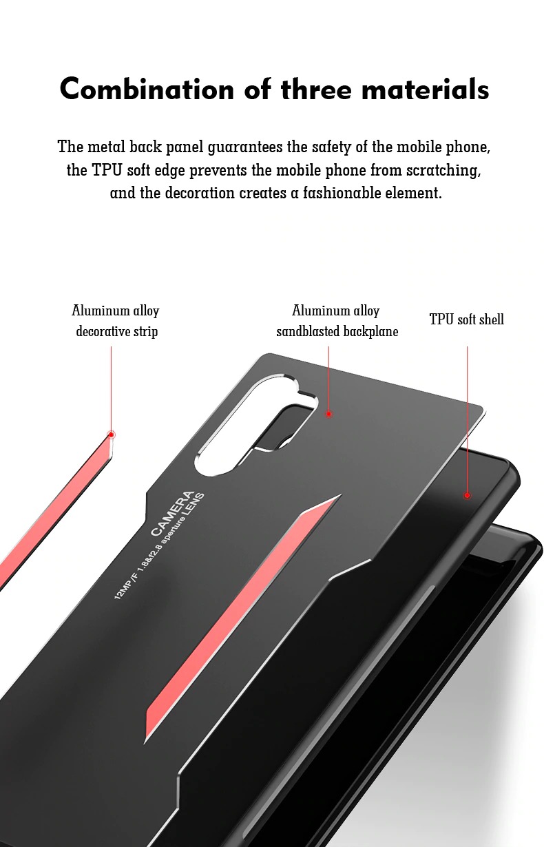เคส Samsung Galaxy Note 10 #เคสฝาหลังไฮบริด Metal +TPU Shockproof metal back plate Phone Back Cover