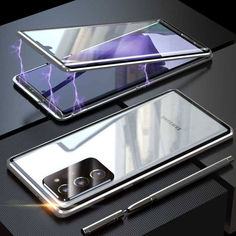 เคส Samsung Galaxy S20 Ultra / S20 Ultra 5G #เคสฝาครอบกระจกประกบหน้าหลังขอบโลหะดูดซับแม่เหล็ก Fully Protection Magnetic Adsorption Glass Metal Phone Protective