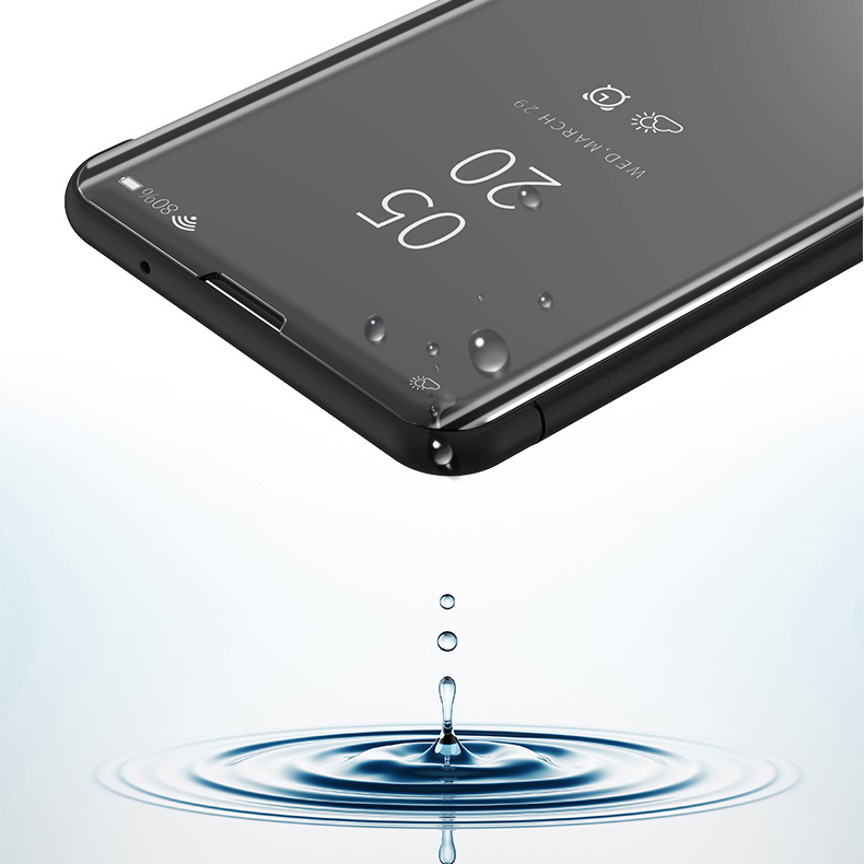 เคส OPPO F5 #เคสฝาพับปกโปร่งแสงผิวเงา Electroplating Mirror Surface Window View