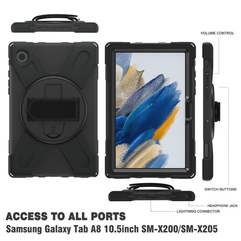 เคส Samsung Galaxy Tab S8+ 5G 12.4" #เคสฝาหลังกันกระแทกมีที่สวมมือพร้อมสายคล้องไหล่