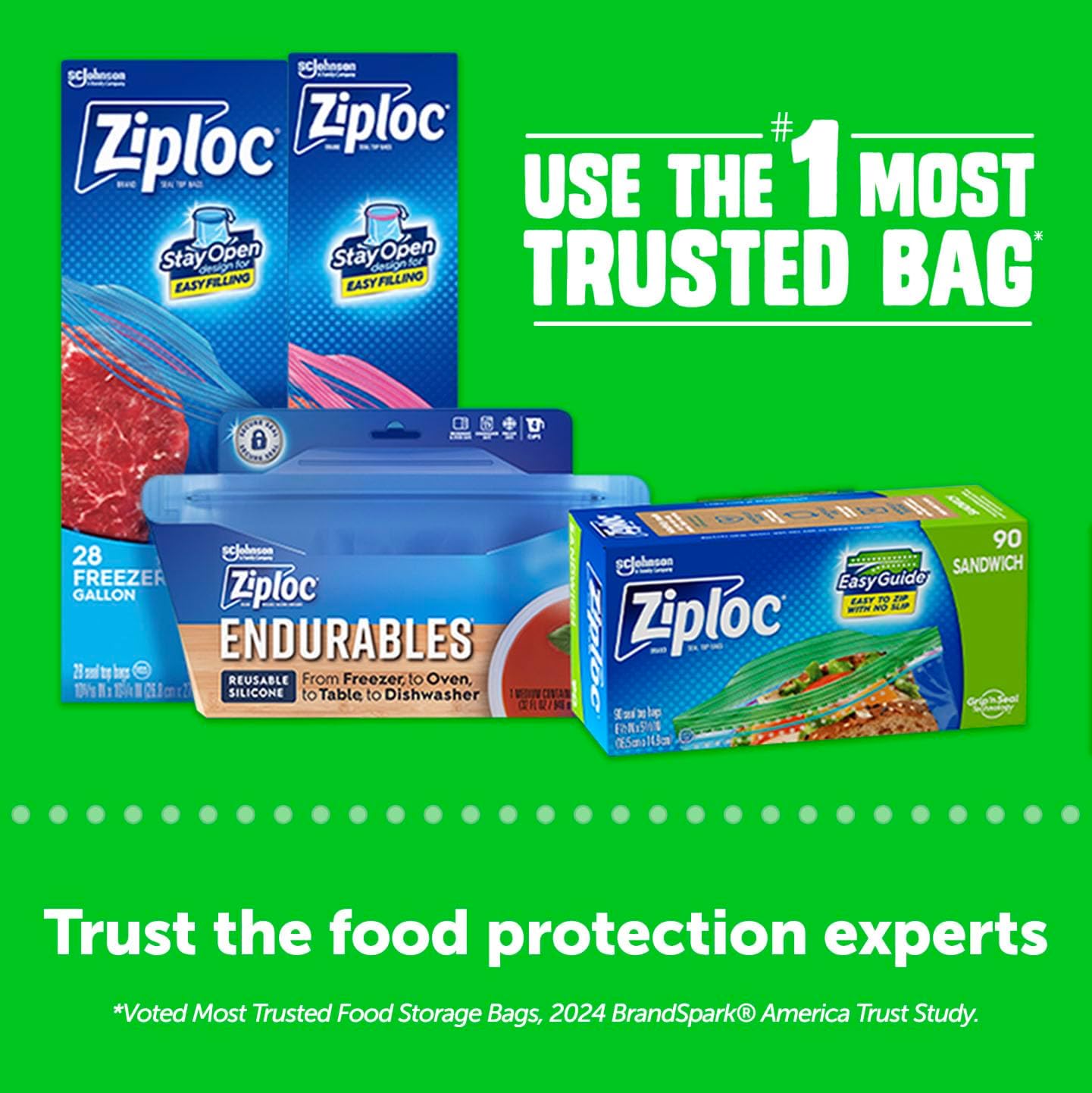 Ziploc® XL Sandwich 30, 200 Bags ถุงเก็บอาหาร อเนกประสงค์ Grip'n Seal Technology ซีลระบบสามชั้น