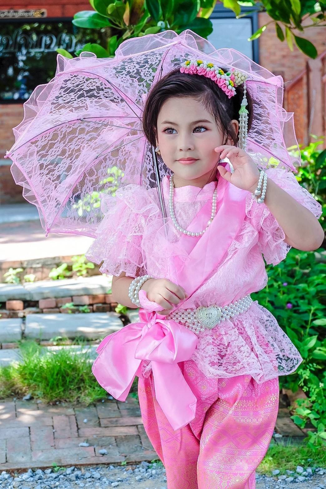 ชุดไทยเด็กหญิง รัชกาลที่ 5 ลูกไม้พาสเทล