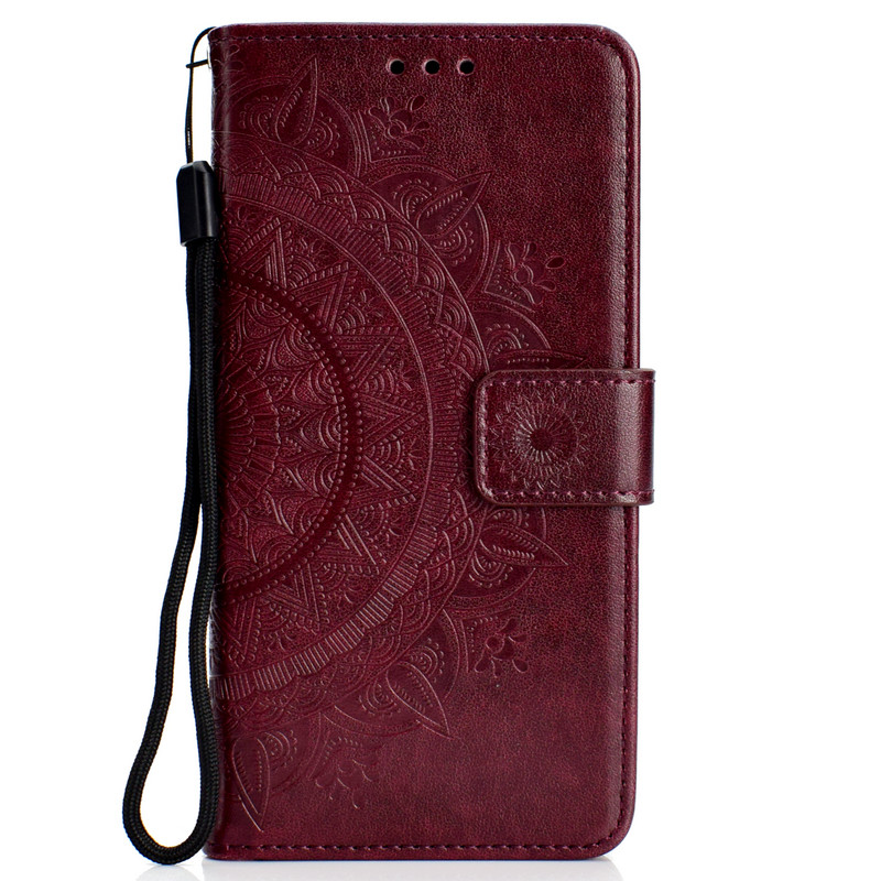 Case Samsung Galaxy A51 #เคสฝาพับหนัง PU ปั้มลาย Imprint Mandala Flower