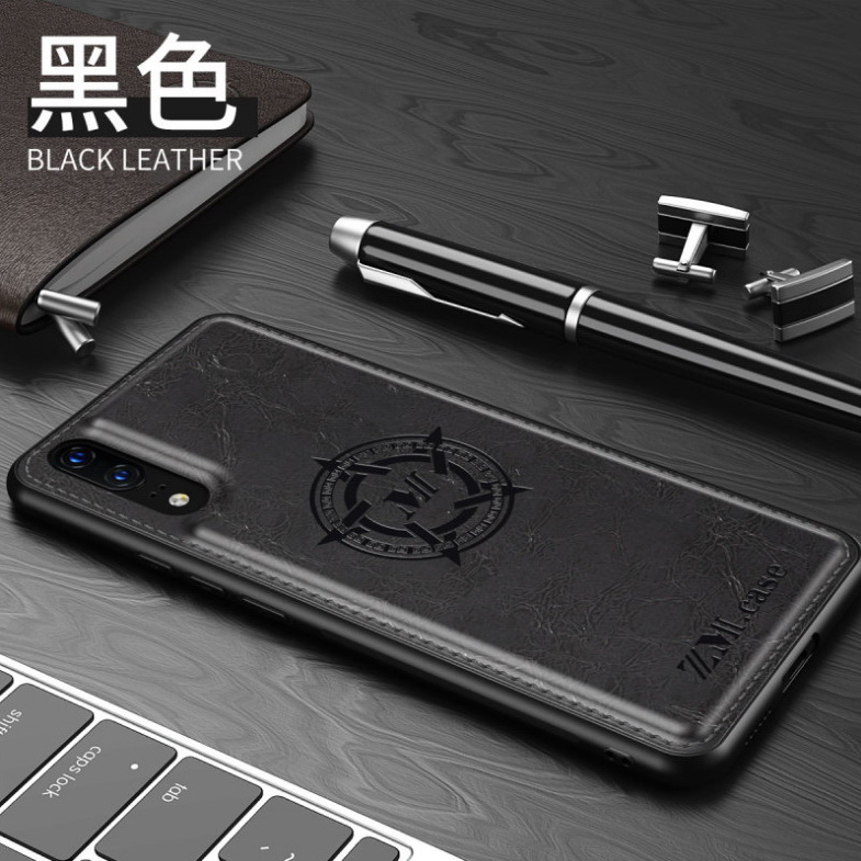 เคส Huawei P20 #เคสฝาหลัง TPU เคลือบหนัง PU Crazy Horse Leather Coated PC + TPU Hybrid