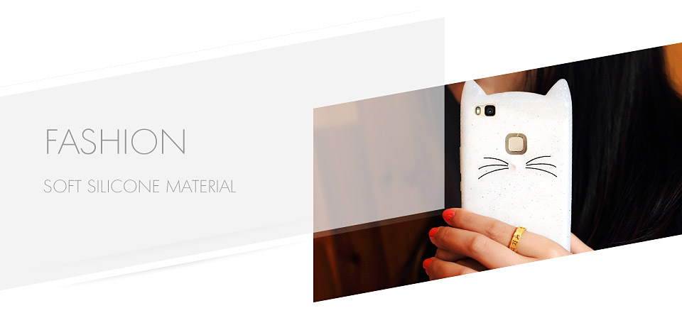 Case Huawei P9 Lite เคสฝาหลัง3D Moustache Cat Soft Silicone Protective Cover