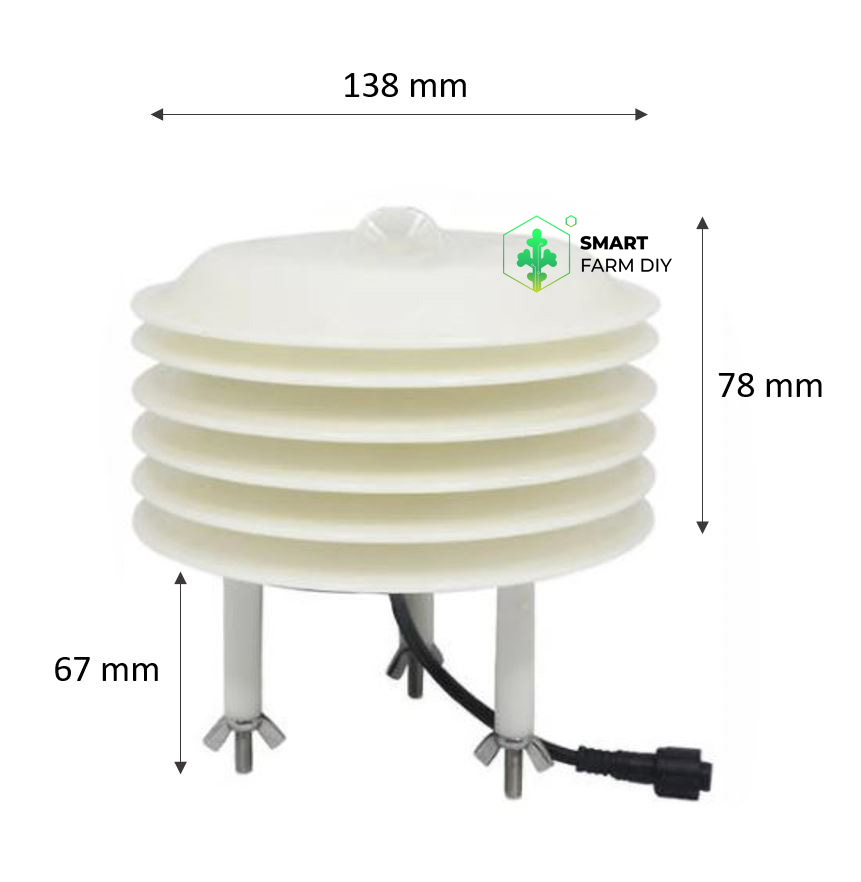 เซนเซอร์วัดอุณหภูมิ ความชื้น แสง และอื่น กลางแจ้งแบบจานมีครีปครอบ RS485