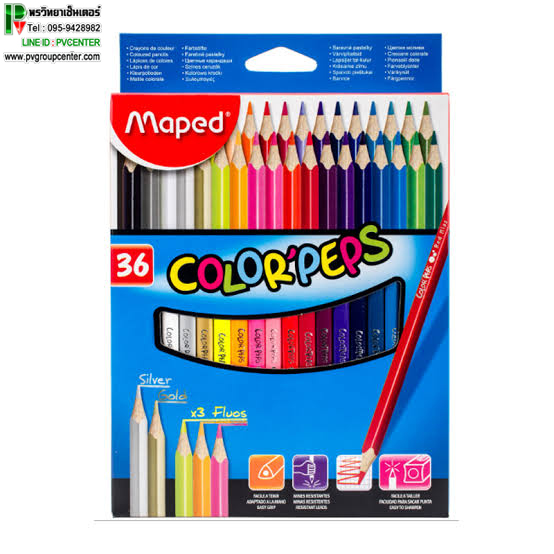 ดินสอสีไม้ColorPeps Maped แท่งสามเหลี่ยม สีสดระบายง่าย 36สี