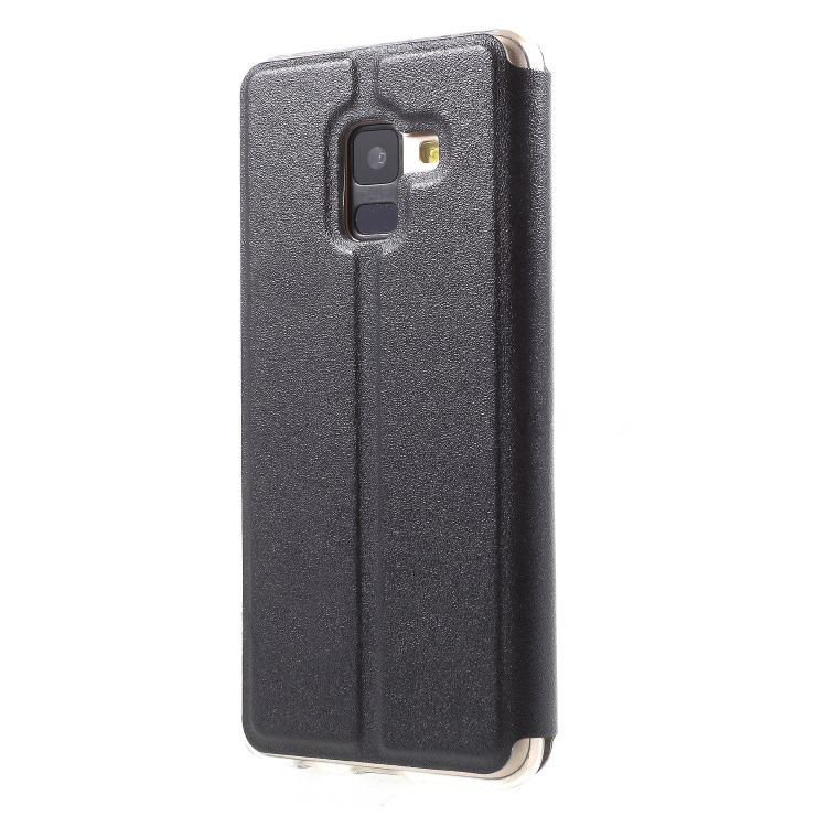 เคส Samsung Galaxy A8 (2018) #เคสฝาพับหนัง PU View Window พร้อมปุ่มสไลด์สัมผัส