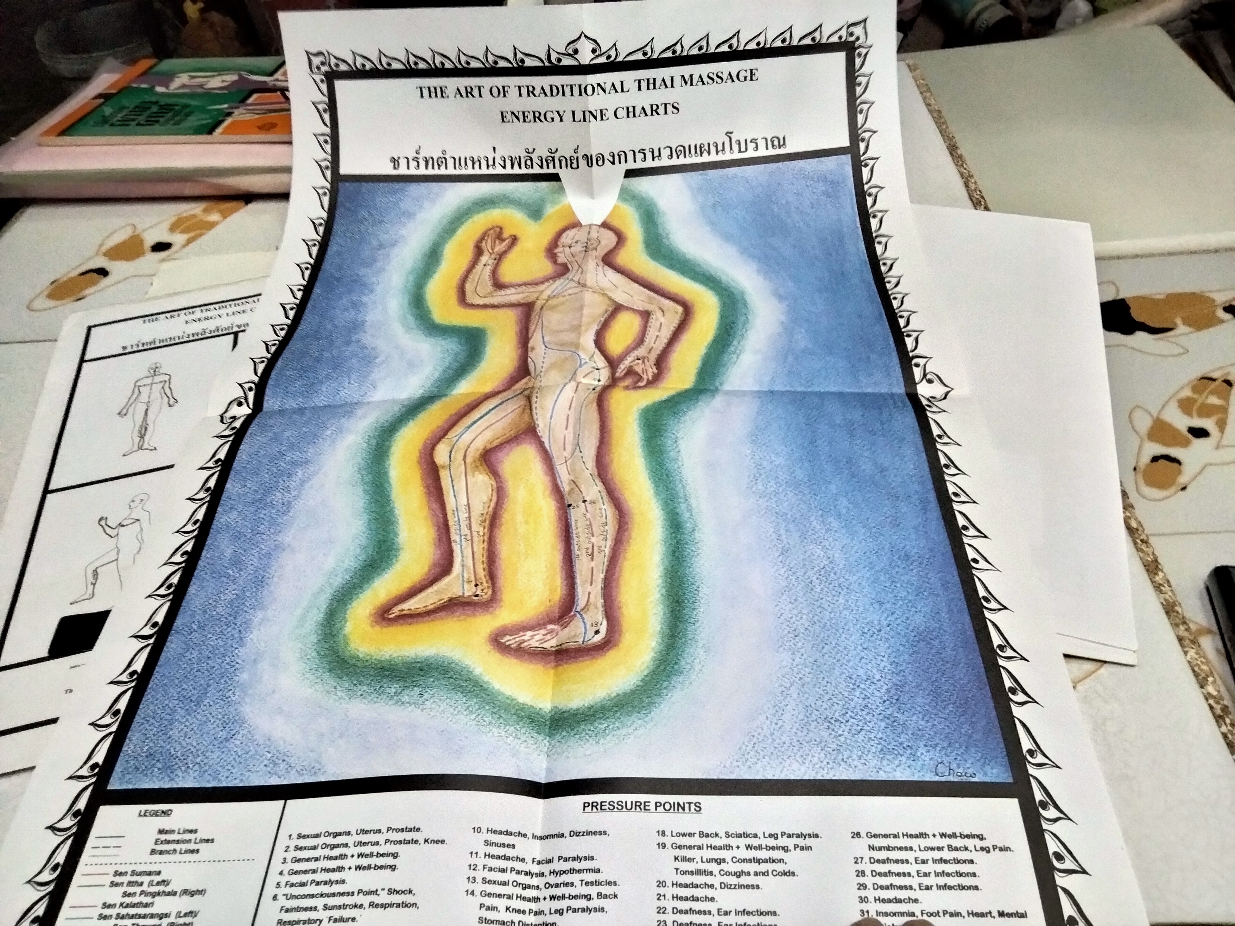 ชาร์ทตำแหน่งพลังศักย์ของการนวดแผนโบราณ The art of traditional Thai massage energy line charts - Asokananda **สินค้าหมด**