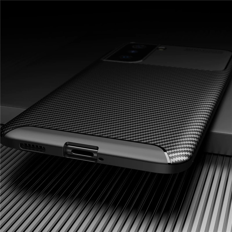 Case Samsung Galaxy S21 FE 5G#เคสฝาหลังนิ่ม Carbon Fiber Anti-drop TPU Protection