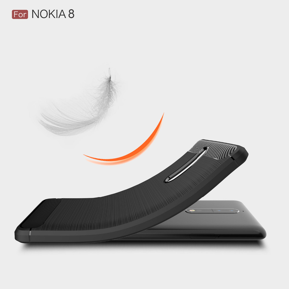 เคส Nokia 8 #เคสฝาหลัง TPU นิ่มพื้นผิวคาร์บอนไฟเบอร์แบบขัดแปรง สวยงามทันสมัย