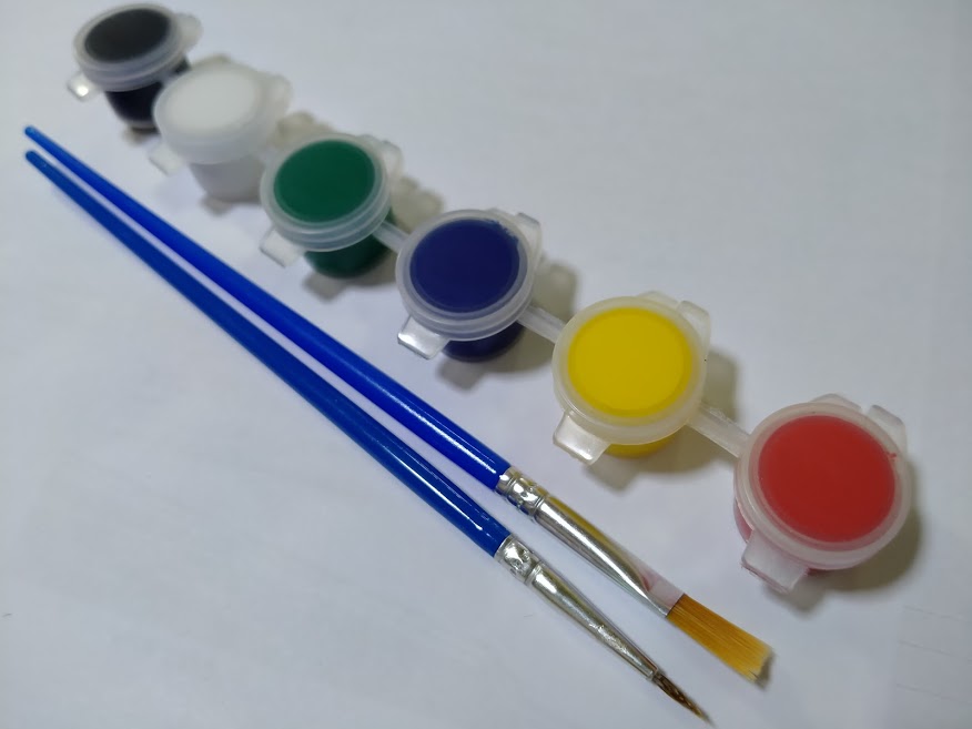 สีอะครีลิค 6 ช่อง 3 มล. สำหรับนักเรียนเพ้นท์หน้ากากงิ้วปักกิ่ง 3毫升6连体简易装丙烯颜料儿童绘画 3 ml 6 Pieces Simple Acrylic Peking Opera Mask Paint for Student