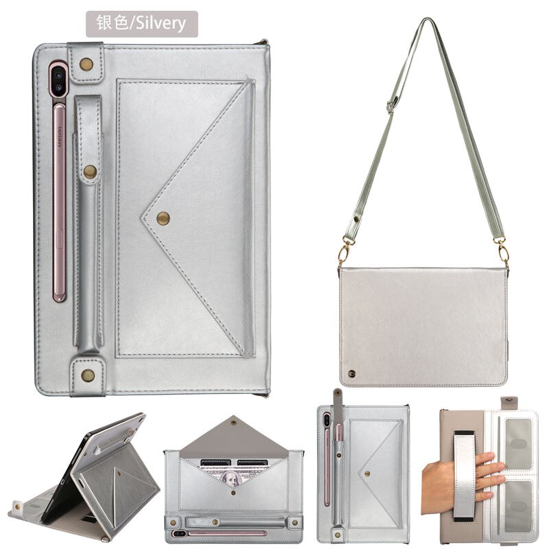 เคส Samsung Galaxy Tab S6 SM-T860 SM-T865 #เคสฝาพับหนัง PU มีที่เก็บปากกาและสวมนิ้ว Envelop Shape Leather Tablet Casing with Pen Slot