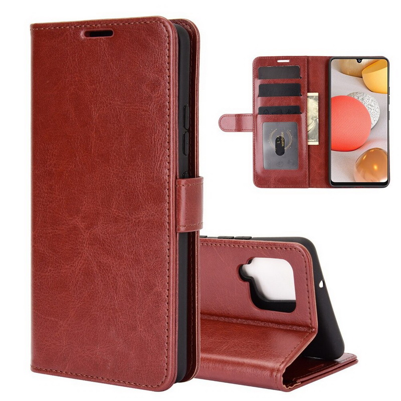 เคส Samsung Galaxy A42 5G #เคสฝาพับหนัง PU ผิวหนังม้าสไตล์กระเป๋าสตางค์