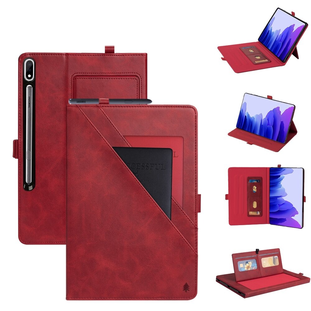 เคส Samsung Galaxy Tab S7 FE 12.4"(T730,T736) #เคสแบบฝาพับหนัง PU ช่องเสียบการ์ดภายนอกและภายใน Flip Card Slots Stand Leather