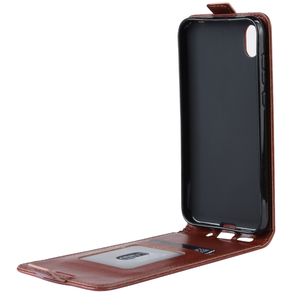 Case Huawei Y5 (2019) #เคสฝาพับหนัง PU Crazy Horse แนวตั้ง พร้อมช่องเสียบการ์ด