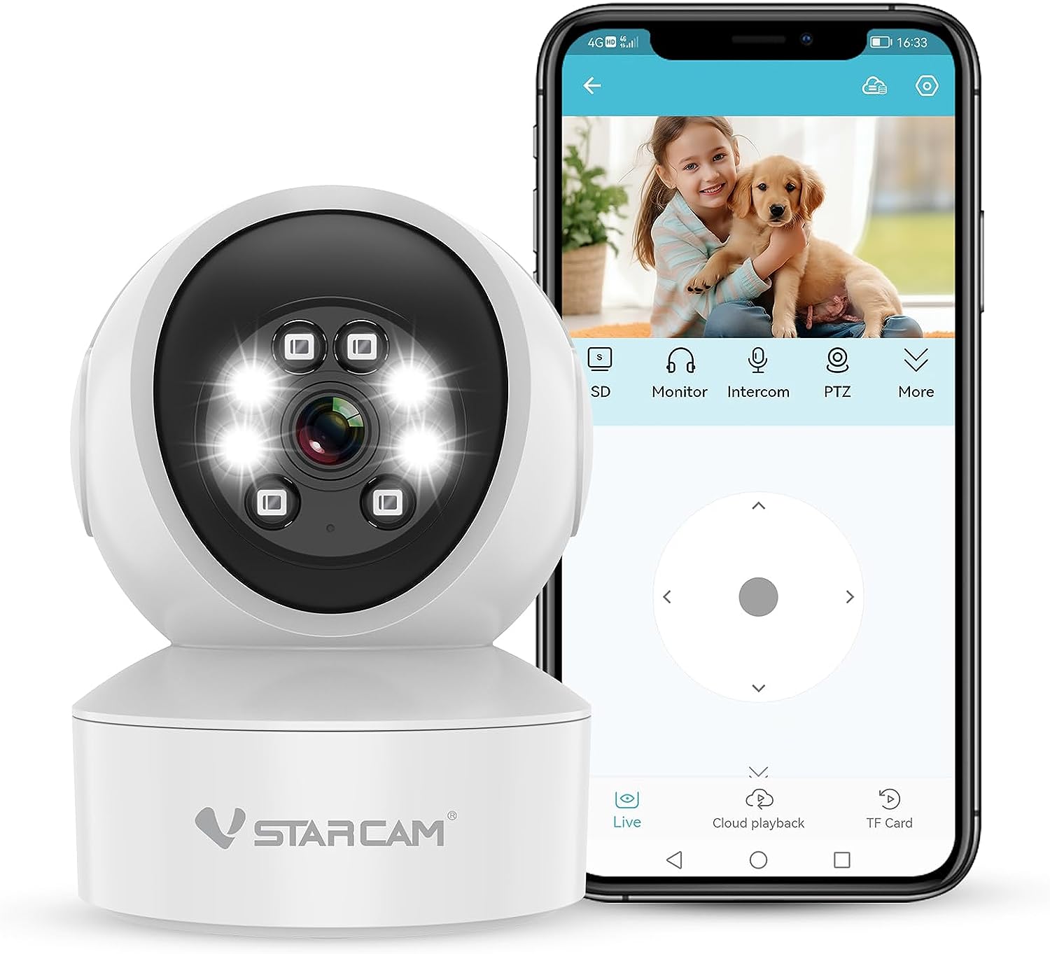 Vstarcam ใหม่ล่าสุด Vstarcam กล้องวงจรปิดกล้องใช้ภายใน รุ่นCS49 ความละเอียด3ล้านพิกเซล พูดโต้ตอบได้/ไวไฟในตัว ขาว
