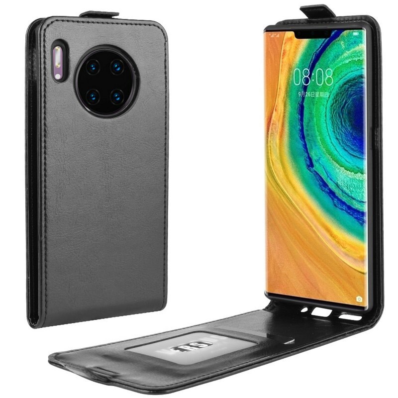 เคส Huawei Mate 30 Pro #เคสฝาพับแนวตั้งหนัง PU ผิวหนังม้า Crazy Horse Skin Leather
