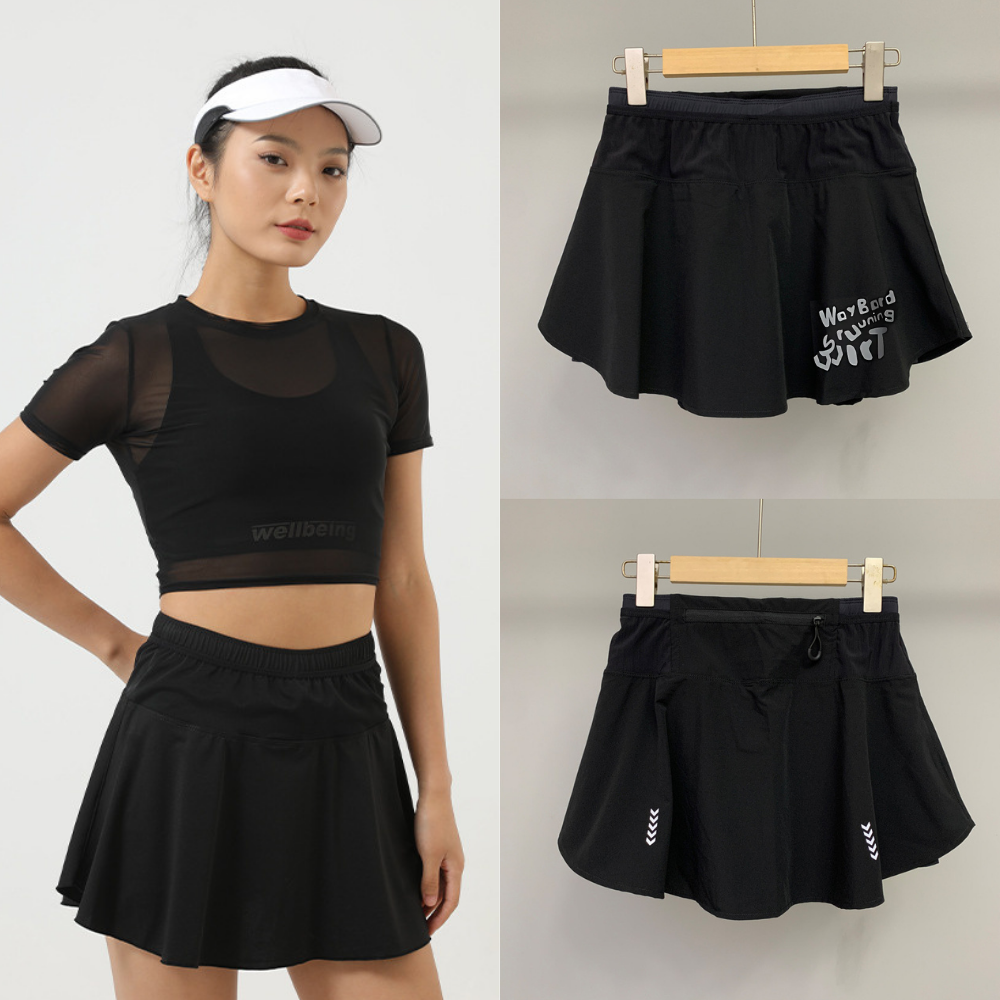 กางเกงกระโปรงผู้หญิง วิ่งมาราธอน วิ่งเทรล ใส่ออกกำลังกาย มีกระเป๋าใส่ของได้รอบเอว (G01)