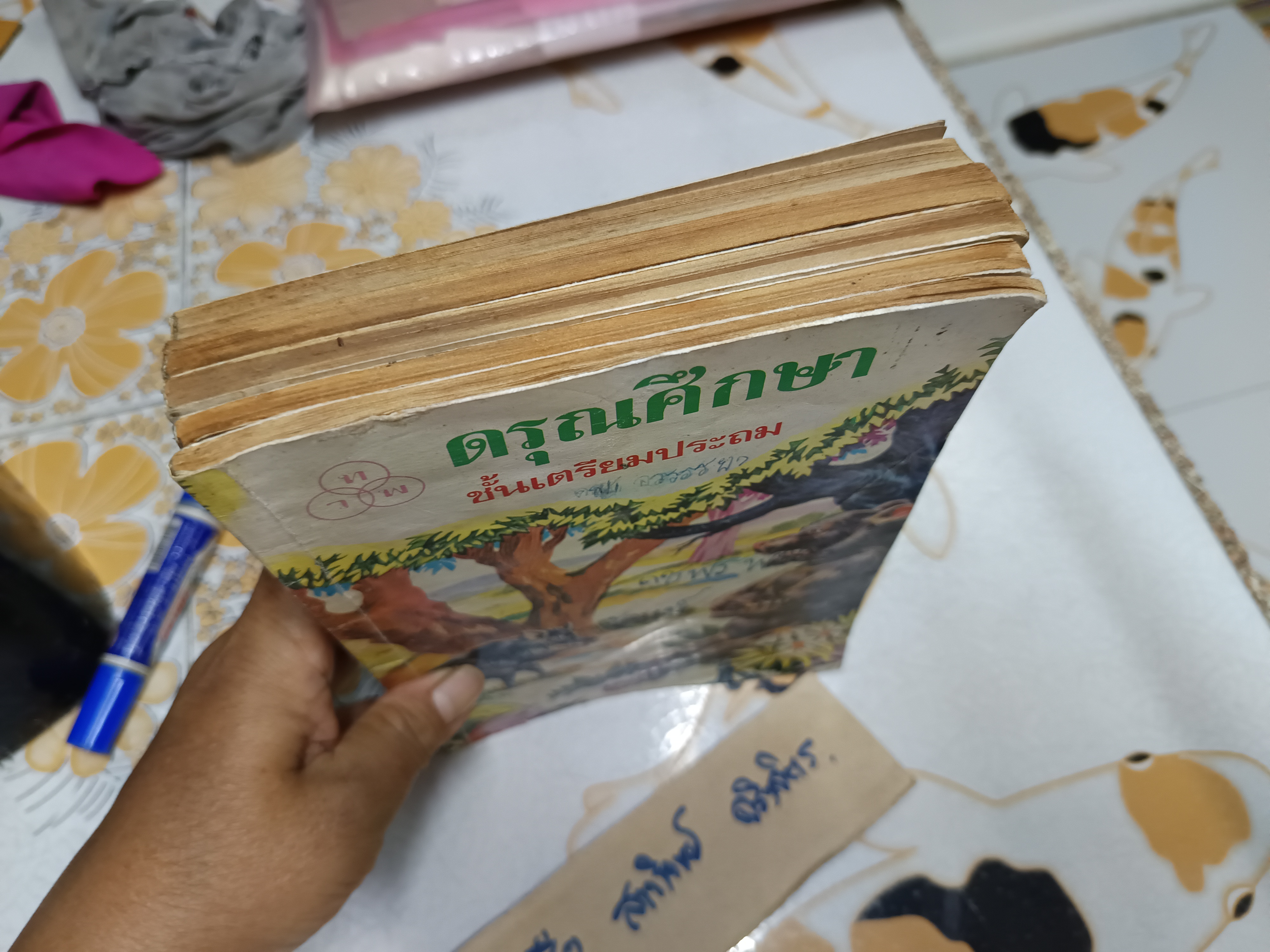 ดรุณศึกษา แบบเรียนภาษาไทย ระดับชั้นประถมศึกษา แต่งโดย ฟ. ฮีแลร์ โรงพิมพ์ไทยวัฒนาพานิช จัดพิมพ์ (ขายรวม 5เล่ม)