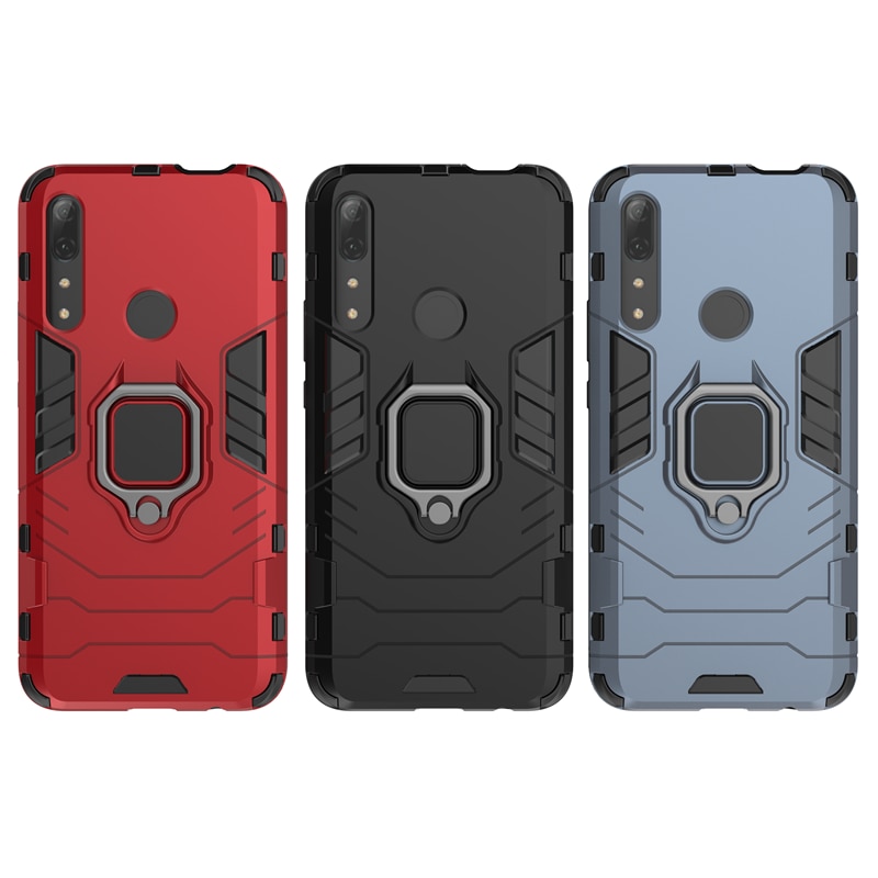 Case Huawei Y9 Prime 2019 #เคสฝาหลังพลาสติกแข็ง +TPU Hybrid Case มีแหวนสวมนิ้วโลหะ