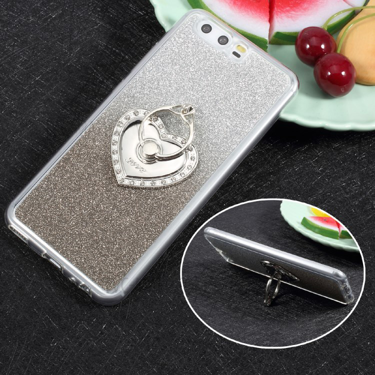 Case Huawei P10 เคสฝาหลัง TPU ผงแวววาวไล่โทนสีมีแหวนสวม