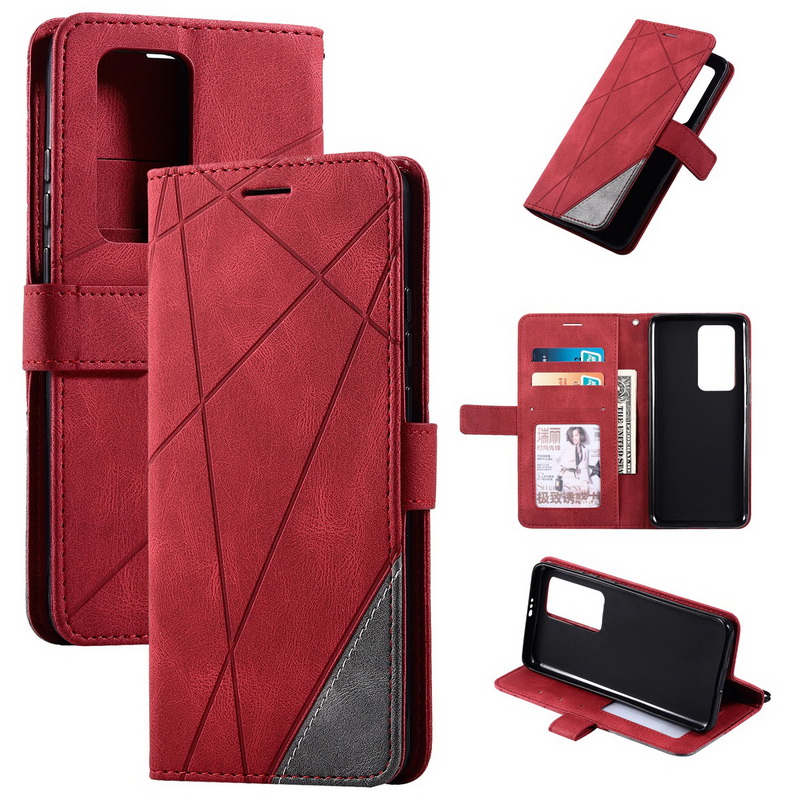 เคส Huawei P40 #เคสฝาพับหนัง PU มีช่องเสียบบัตรอื่นๆในตัว Geometric Pattern Leather Card Holder Protective