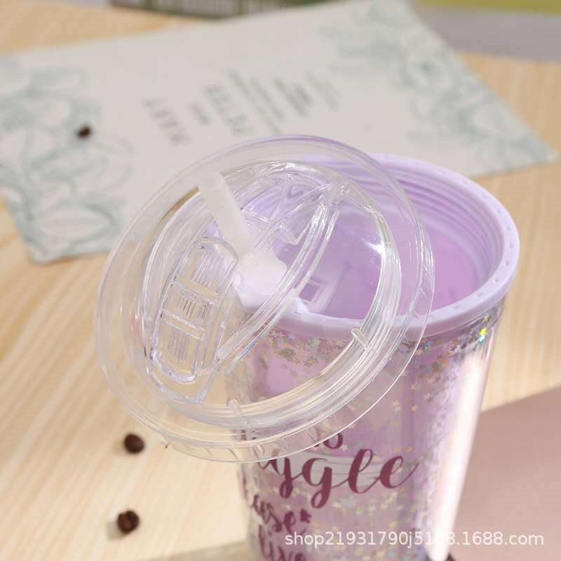 แก้วน้ำหลอดเด้ง ตกแต่งดาวฟรุ้งฟริ้ง