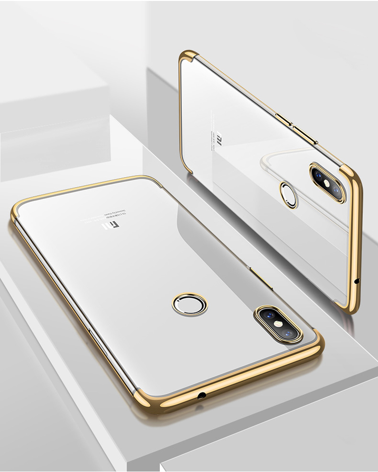 Case Xiaomi Mi 8 (6.21-inch) #เคสฝาหลังใสนิ่มขอบสีชุบเงาเหมือนโลหะคุณภาพดีราคาเบาๆสบายกระเป๋า