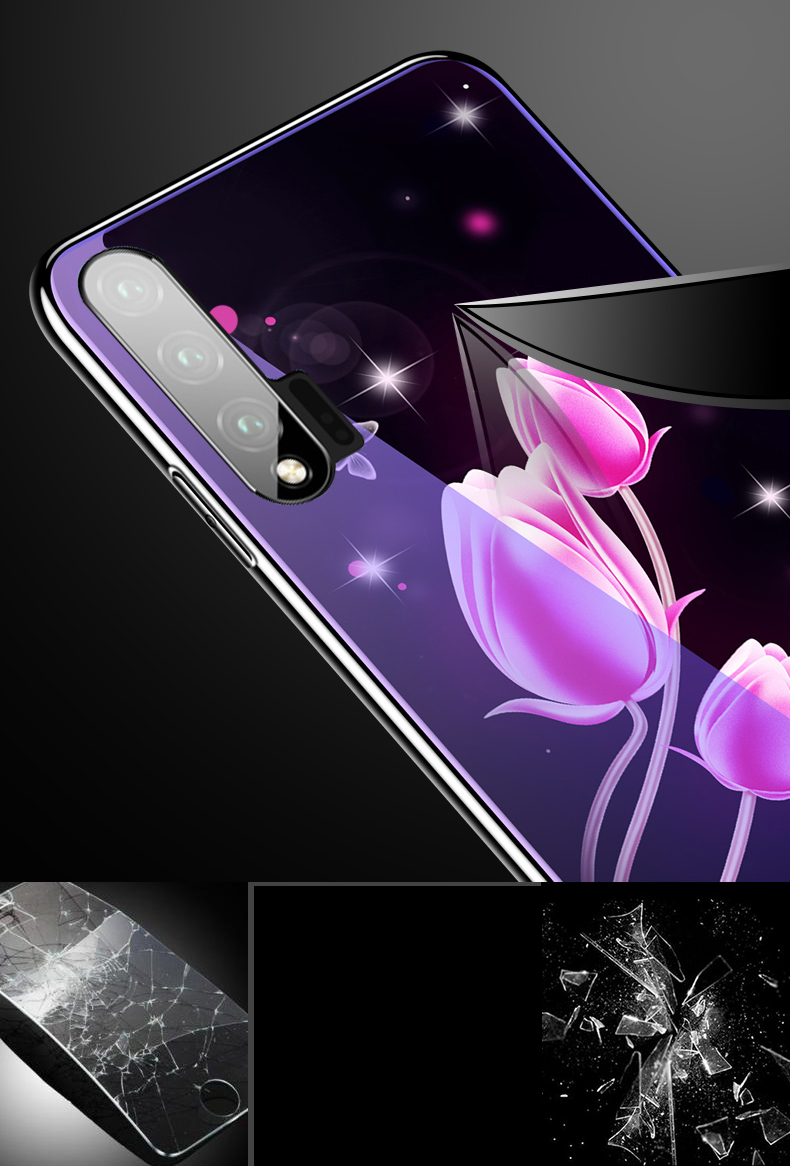 เคส Huawei nova 6 #เคสฝาหลังไฮบริดขอบเงา Electroplated TPU Soft Frame + Blue-ray Tempered Glass + PC