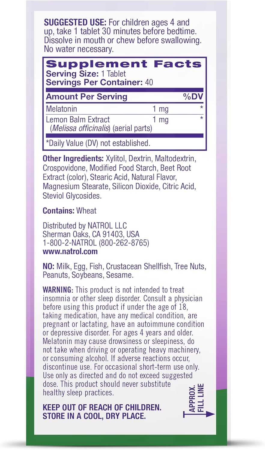 Natrol® Kids Melatonin Fast Dissolve Ages 4 & Up,Strawberry, 30 Tablets สำหรับเด็ก อายุ 4 ปีขึ้นไป ชนิดละลายเร็ว กลิ่นสตรอว์เบอร์รี่
