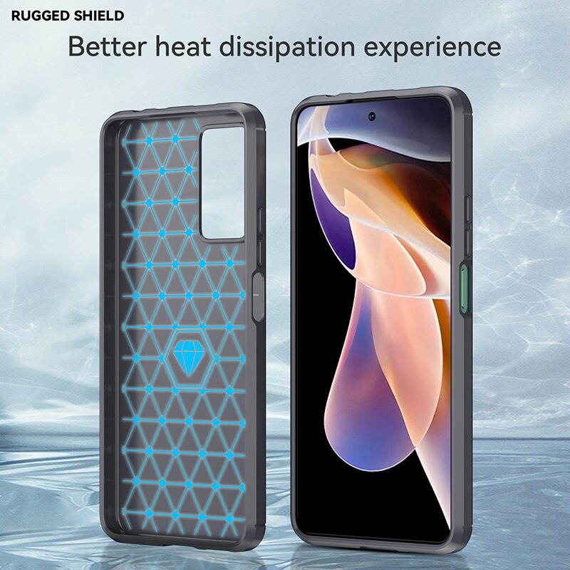 Case Redmi Note 11 / Redmi Note 11S #เคสฝาหลังตกแต่งคาร์บอนไฟเบอร์ ผิวขัดแปรง Brushered TPU Back Case