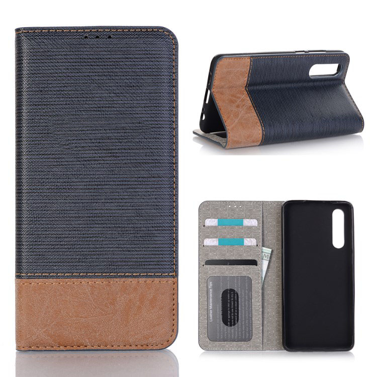 Case Huawei P30 #เคสฝาพับกระเป๋าสตางค์หนัง PU สมาร์ท 2 สี Bi-color Toothpick Texture Leather Wallet Shell