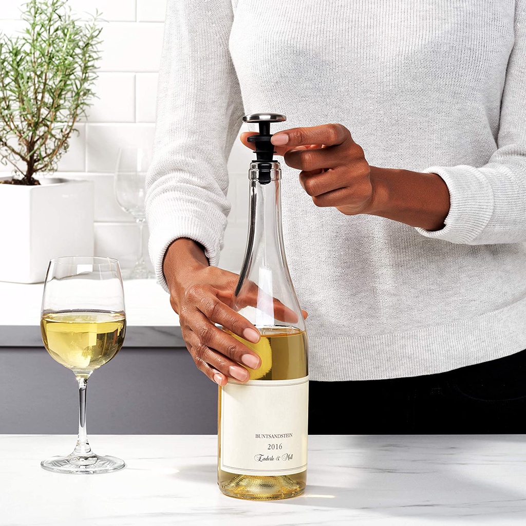 OXO® Spillproof Wine Stopper Set จุกปิดไวน์ แบบกด 2 ชิ้น ปิดและล็อคอากาศ
