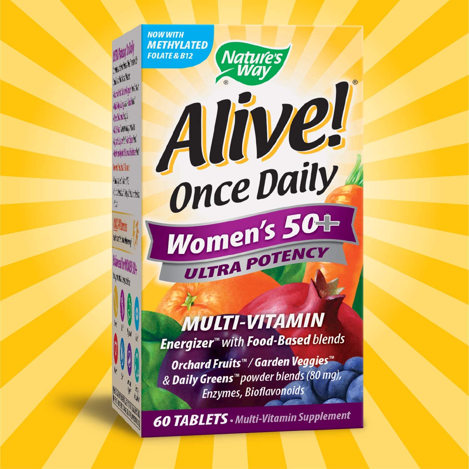 (Pre Order) Nature's Way® Alive!® Once Daily Women's 50+ Multi-Vitamin 60 Tablets Premium Formula - Ultra Potency วิตามินสำหรับผู้หญิงวัย 50+ ที่สมบูรณ์ที่สุด รวมสารอาหารกว่า 60 ชนิด