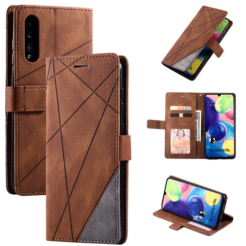 Case Samsung Galaxy A70 #เคสฝาพับหนัง PU มีช่องเสียบบัตรอื่นๆในตัว Geometric Pattern Leather Card Holder Protective