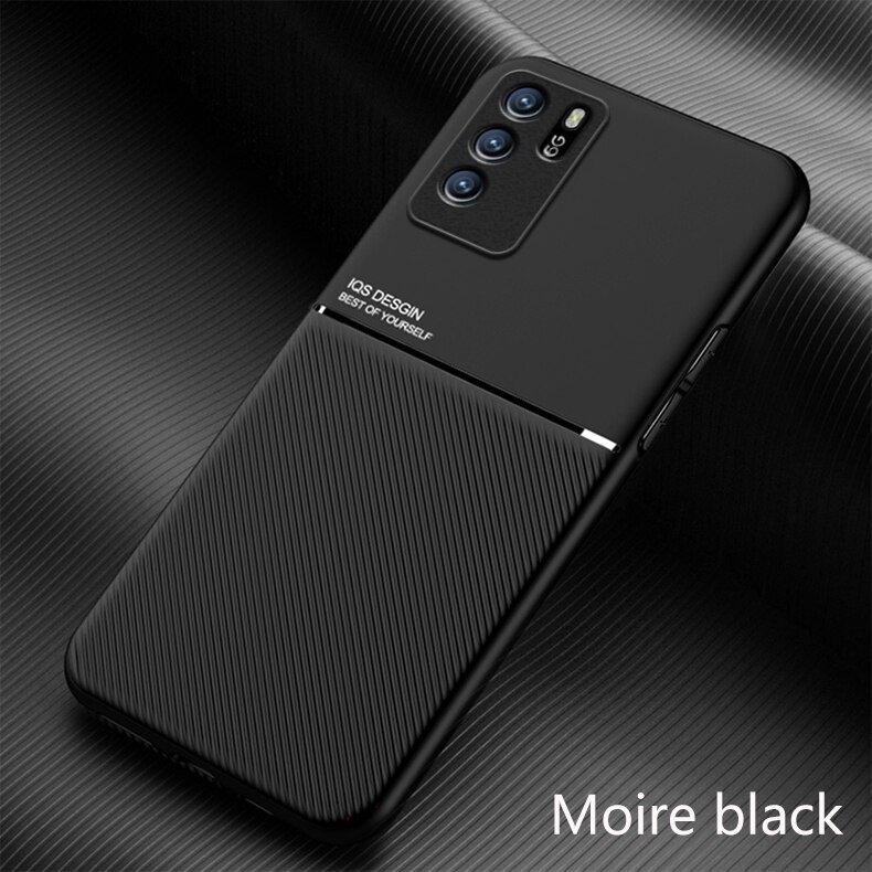 เคส OPPO Reno 6Z 5G #เคสฝาหลัง TPU เคลือบหนัง PU สไตล์ธุรกิจที่เรียบง่ายมีแผ่นเหล็กในตัว Minimalist Business Style Leather Coated TPU Built-in metal magnetic plate