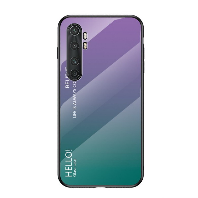 เคส Xiaomi Mi Note 10 Lite #เคสฝาหลัง Gradient Color Glass + PC + TPU Hybrid Case