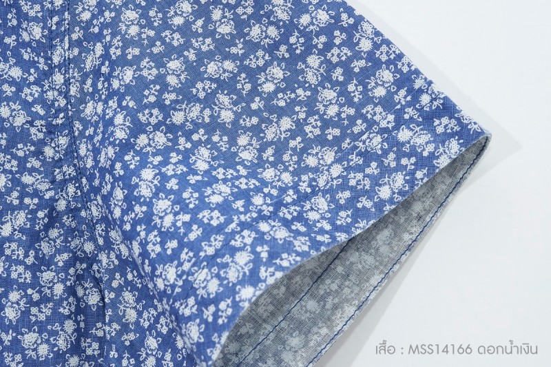 เสื้อเชิ้ตน้ำเงินลายดอก สำหรับเด็ก 8 ถึง 16 ปี