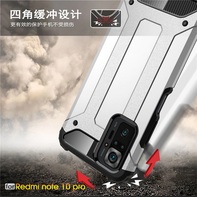 Case Redmi Note 10 Pro #เคสฝาหลังเกราะป้องกัน ไฮบริด พลาสติก+TPU Heavy Duty Rugged Hybrid