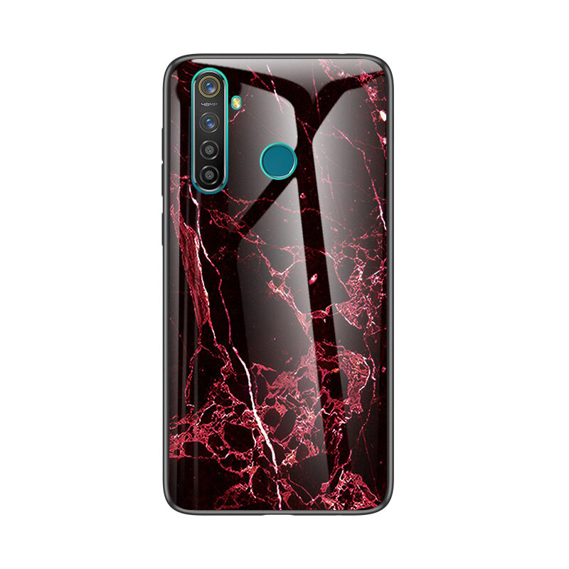 Case Realme 5i #เคสฝาหลัง Gradient Color ลายหินอ่อน Glass + PC + TPU Hybrid Case