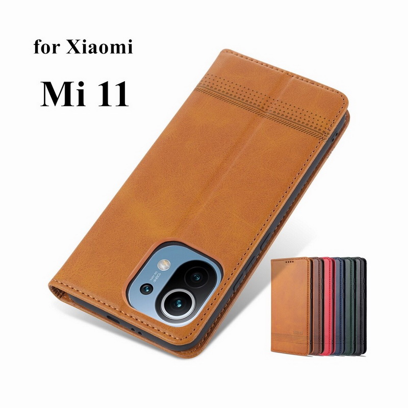 เคส Xiaomi Mi 11 #เคสฝาพับ AZNS สไตล์ Retro หนัง PU มีช่องเสียบการ์ด