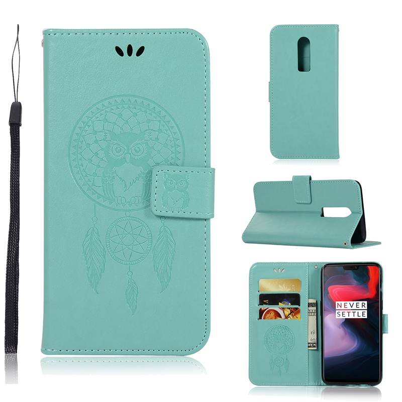 Case OnePlus 6 #เคสฝาพับแบบกระเป๋าสตางค์ฝาพับหนัง PU ลายนกฮูก Dream Catcher Owl
