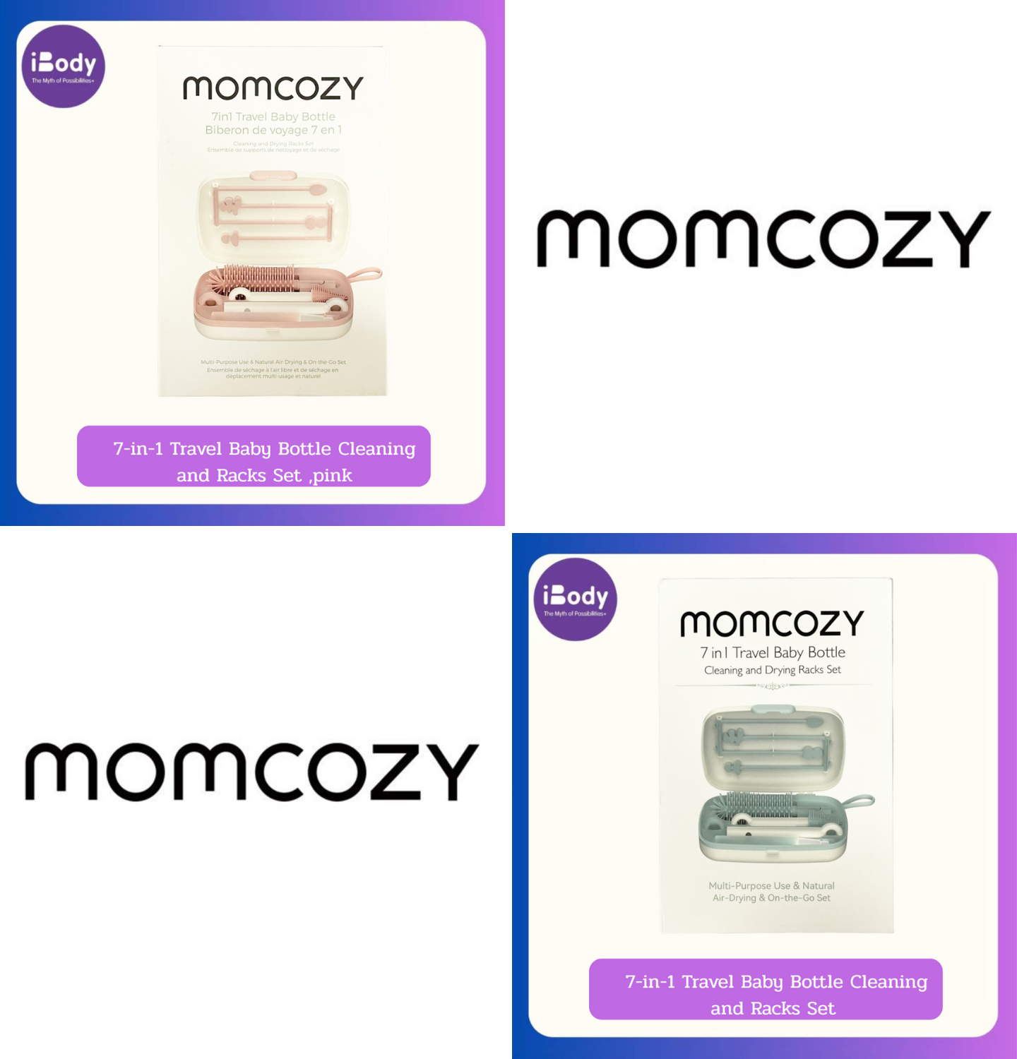Momcozy® 7-in-1 Travel Baby Bottle Cleaning and Racks Set ชุดอุปกรณ์ทำความสะอาดขวดนม