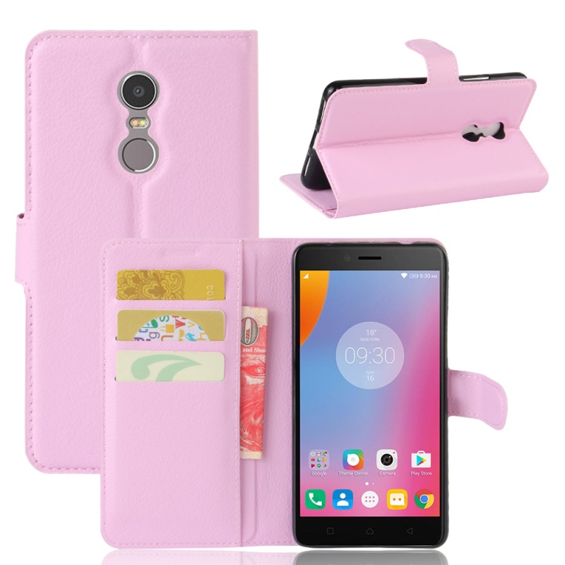 Case Lenovo K6 Note สไตล์กระเป๋าสตางค์หนัง PU ลิ้นจี่ มีช่องเสียบบัตร สีสันสวยงามทันสมัย
