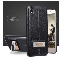 เคส Huawei Y6 II / Y6II / Honor 5A #เคสฝาหลัง Litchi Grain Soft TPU พร้อม Metal Kickstand (แบบแผ่นโลหะ Magnetic Holder)
