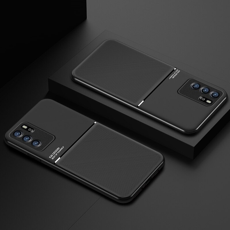 เคส OPPO Reno 6Z 5G #เคสฝาหลัง TPU เคลือบหนัง PU สไตล์ธุรกิจที่เรียบง่ายมีแผ่นเหล็กในตัว Minimalist Business Style Leather Coated TPU Built-in metal magnetic plate