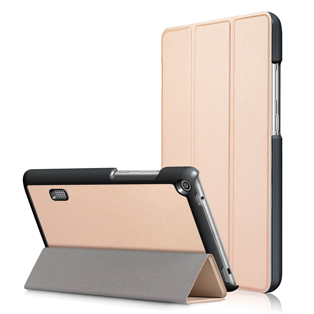 Case Huawei MediaPad T3 7.0นิ้ว #เคสแบบฝาพับหนัง PU 3 พับกรอบเคสสีดำทึบแสง Tri-fold PU Leather สีสันสวยงาม