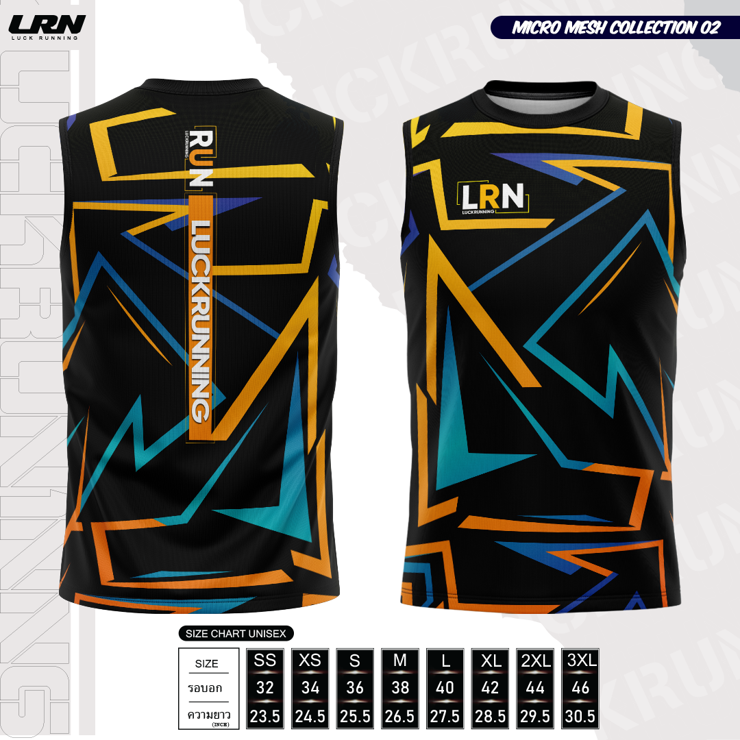 เสื้อวิ่งพิมพ์ลาย LRN Collection 02 เนื้อผ้า Micro Mesh สำหรับวิ่งมาราธอน (MM13)
